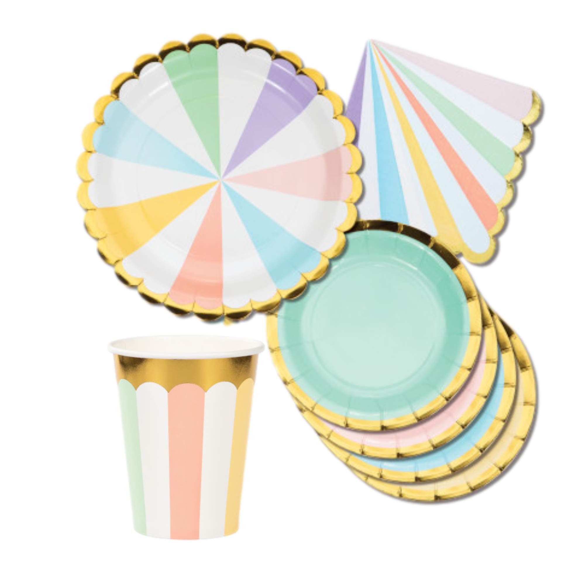 Pastel Celebrations Party Dinnerware Bundle | Plates, Napkins, Cups for 8 People | Birthday Decor... | Amazon (US)