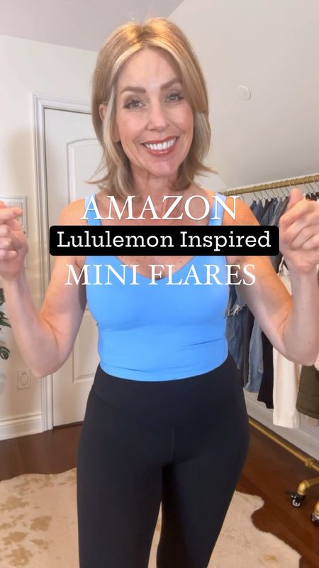 Amazon mini flare pants inspired by Lululemon. Fits true to size. Amazon Hoodie and sports bra also inspired by Lulu. Cozy! 

#LTKfindsunder50 #LTKover40 #LTKVideo