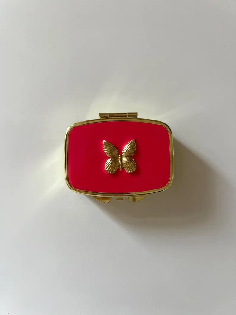 Brass Butterfly Pill Box: Hot Pink Resin Medicine Storage Case - Etsy | Etsy (Global)