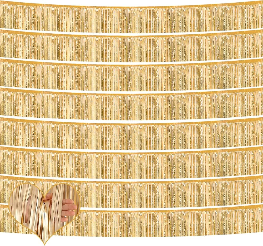 6 Pack 10 Feet Foil Fringe Garland Metallic Tinsel Banner Wall Hanging Curtain Streamers Backdrop... | Amazon (US)