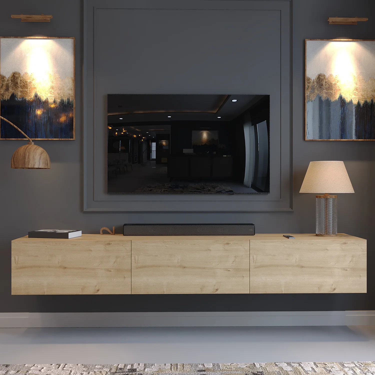 Hamman Modern 71" Floating TV Stand with Storage Wall-Mounted Media Console for TVs up to 80" | Wayfair North America