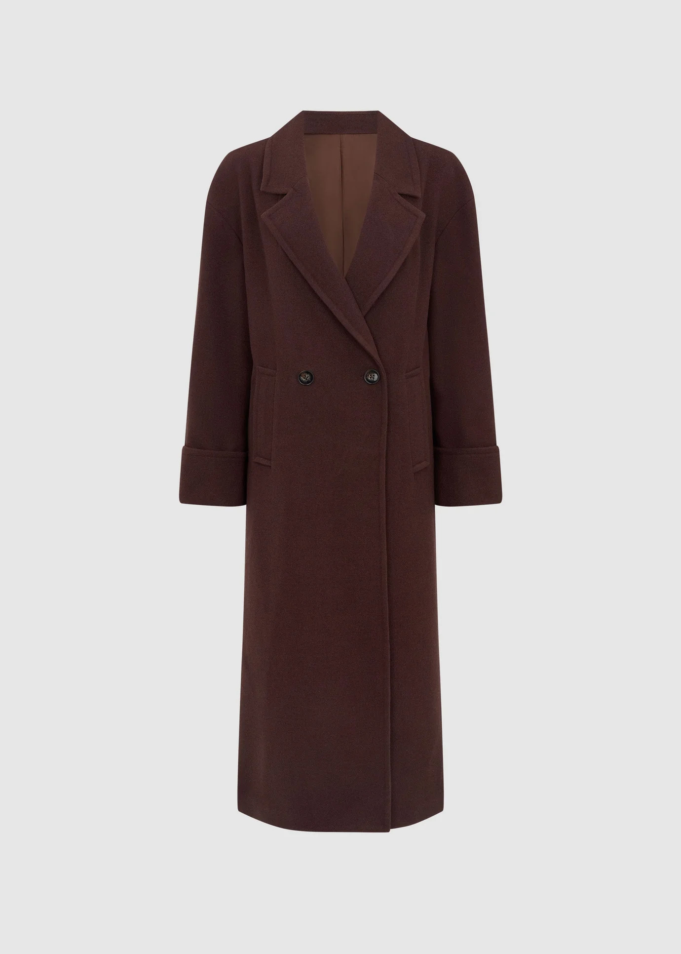 RELAXED WOOL BLEND COAT - BROWN | WAT The Brand