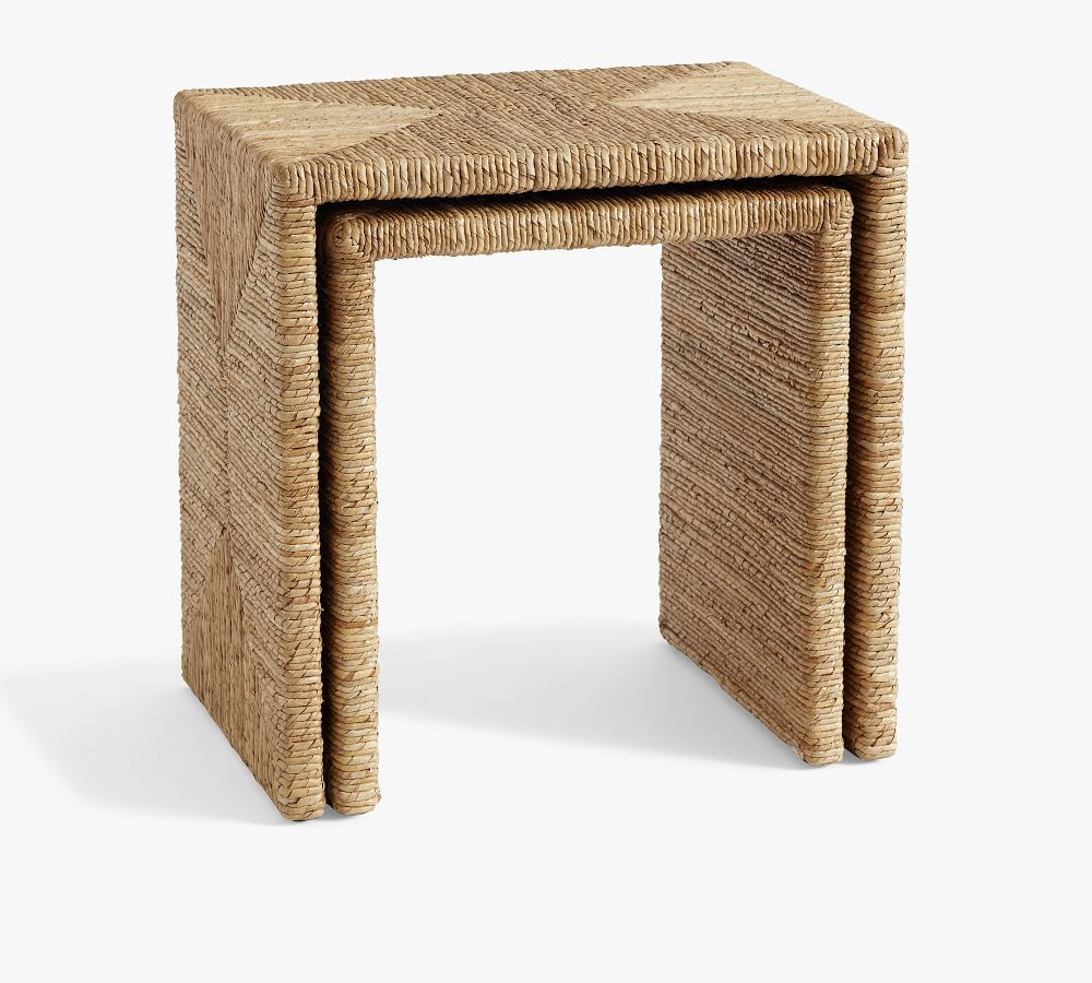 Malibu Rectangular Woven Nesting Tables | Pottery Barn (US)