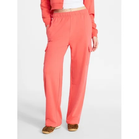 No Boundaries French Terry Cargo Pants, 30" Inseam, Women's XXS-XXL | Walmart (US)