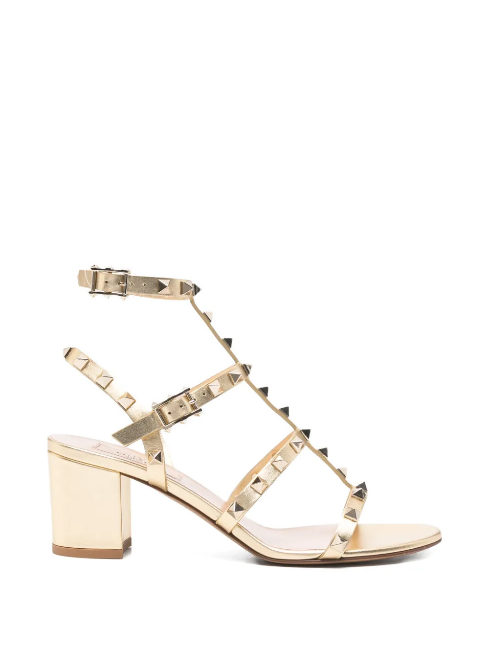 Valentino Garavani Rockstud metallic heeled sandals - Gold | Farfetch Global