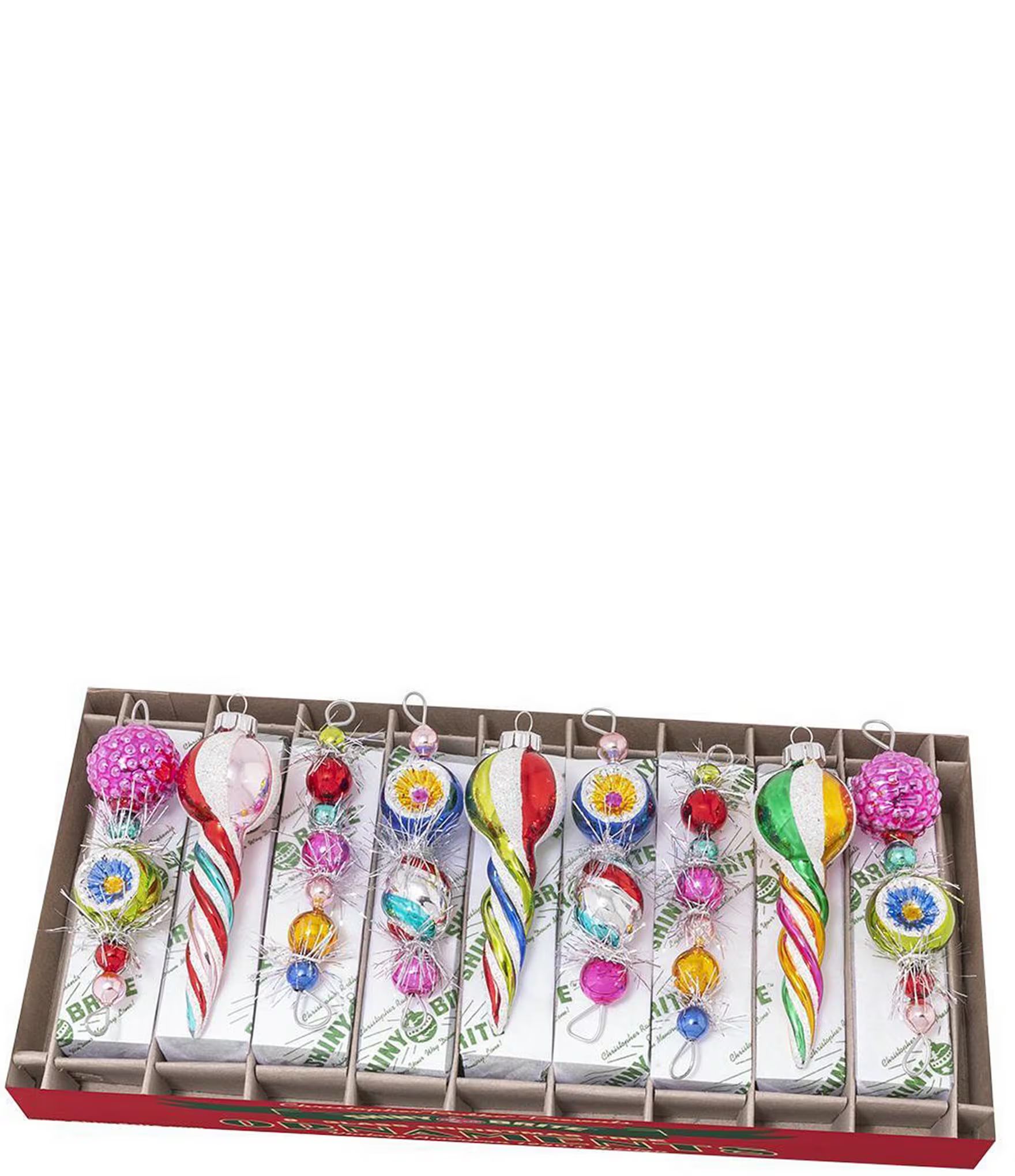 Christopher Radko Shiny Brite Dillard's Christmas Confetti Shape Icicles 9-Piece Ornament Set | D... | Dillard's