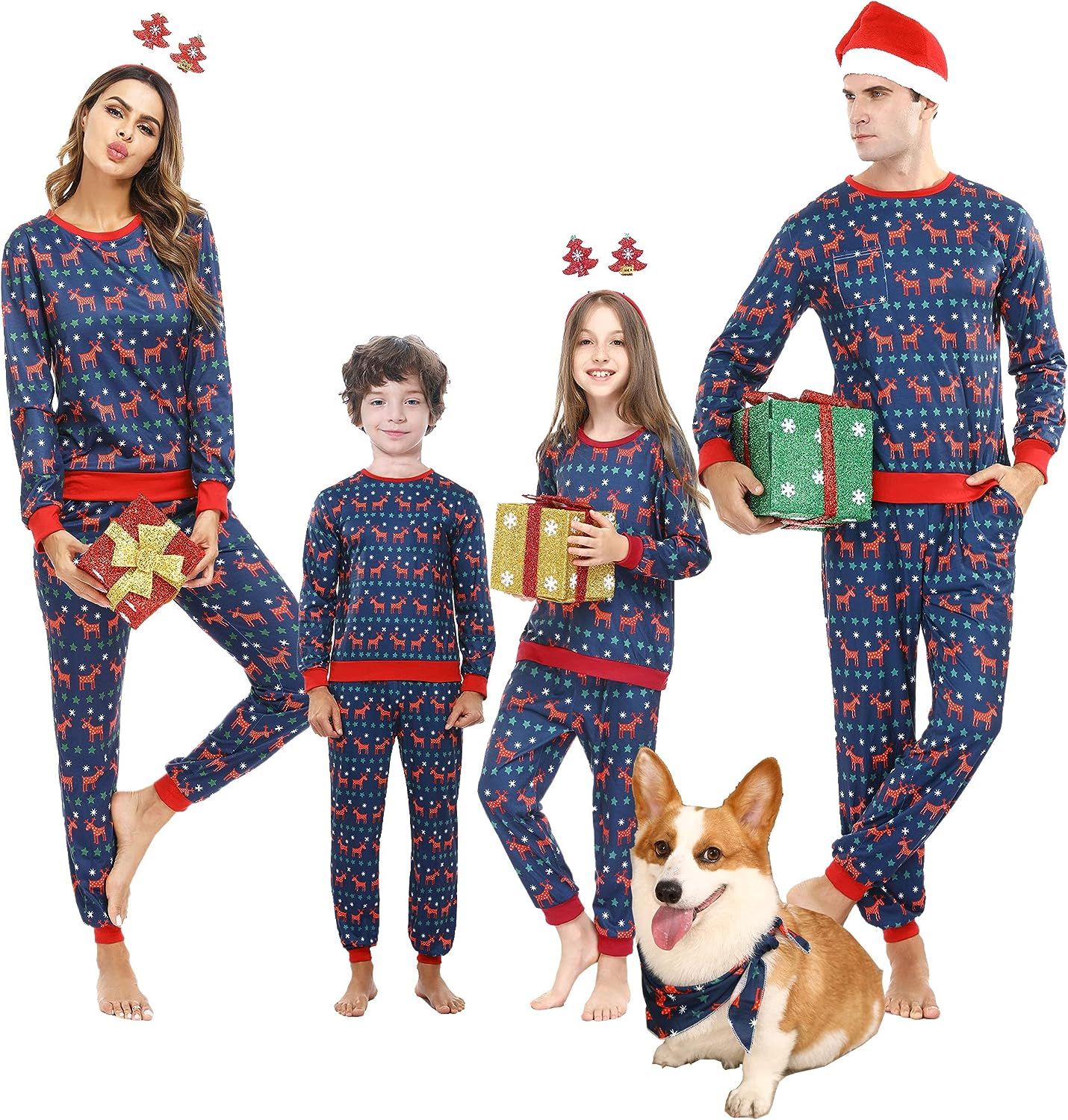 Aibrou Christmas Family Pajamas Matching Sets Long Sleeve Top and Pants Pjs Sleepwear | Amazon (US)