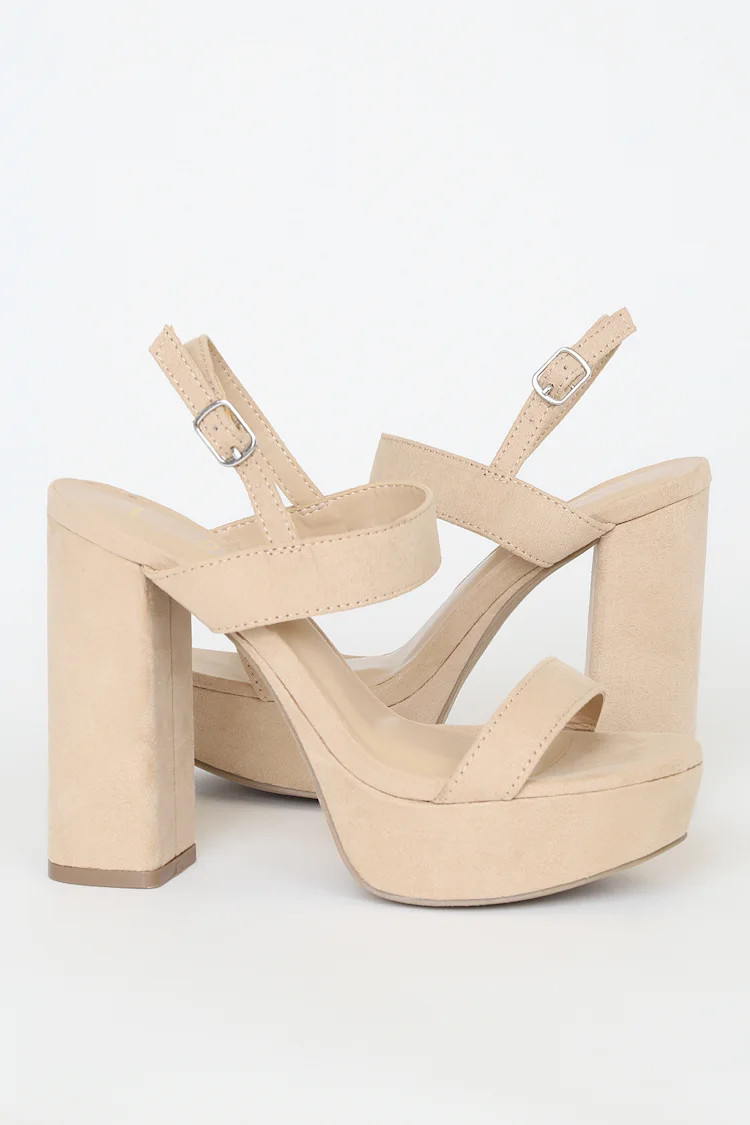 Acee Natural Suede Platform Heels | Lulus (US)