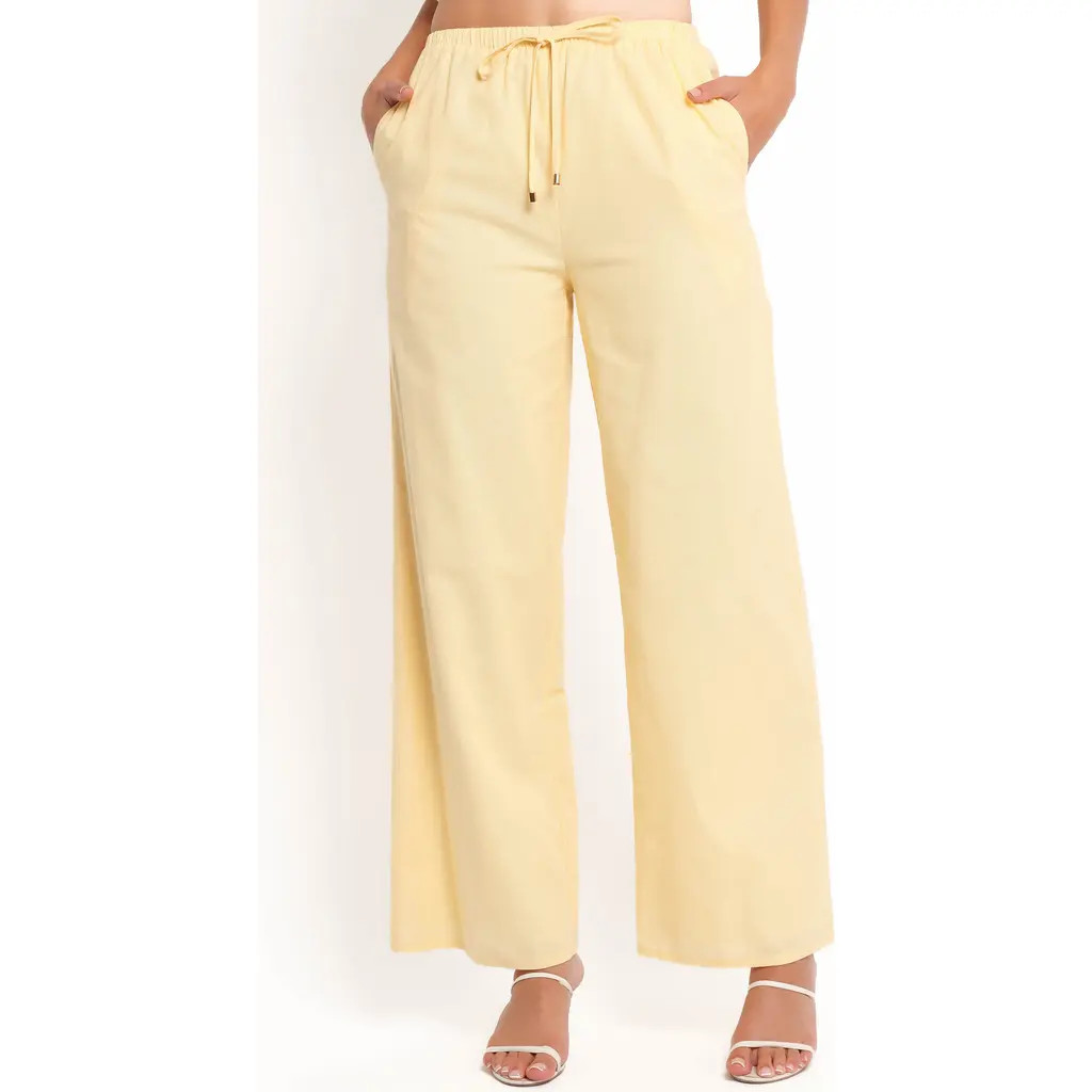 Petal & Pup Ember Strapless Cotton & Linen Tunic Top in Butter Yellow at Nordstrom, Size Medium | Nordstrom