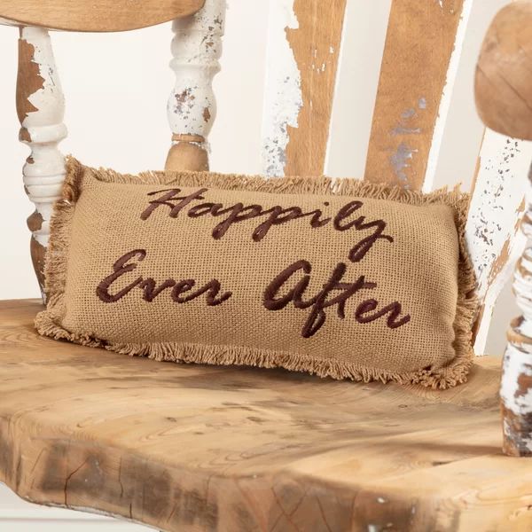 Lucia Burlap Happily Ever After Cotton Lumbar  Pillow | Wayfair North America