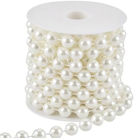12mm Pearl Beads String, Ivory Pearls for Crafting Imitation Decorative Beads Garland 5.5 Yds, We... | Amazon (US)