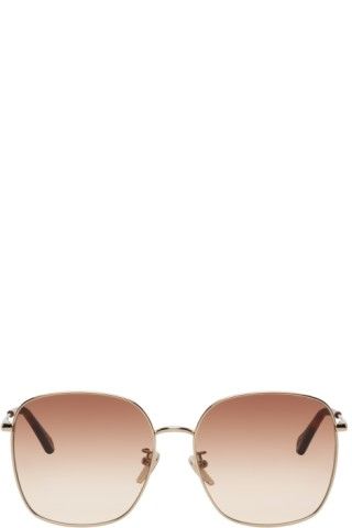 Gold Square Gradient Sunglasses | SSENSE