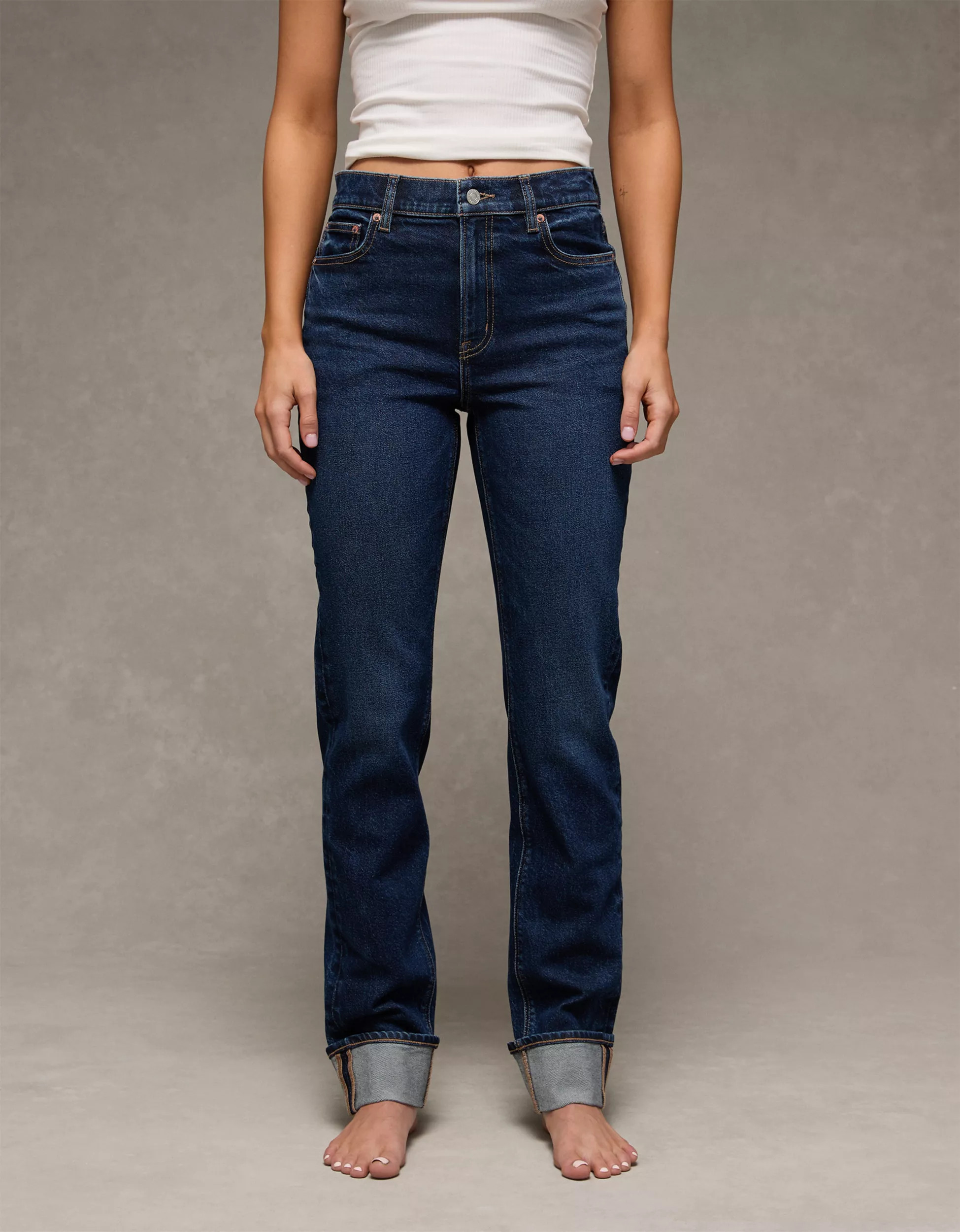 AE Stretch Super High-Waisted Straight Jean | American Eagle Outfitters (US & CA)