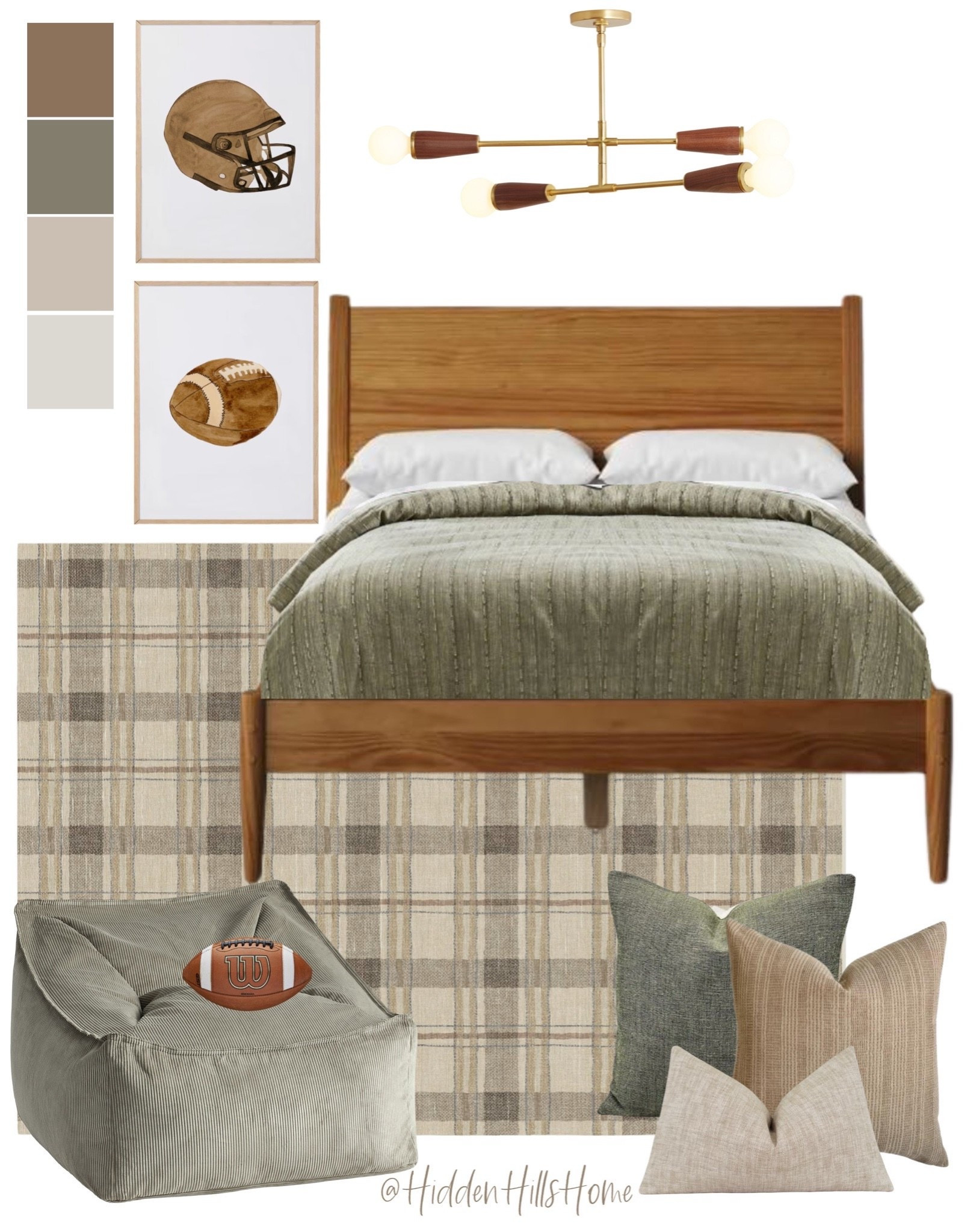 Boys bedroom decor, teen boys room decor mood board, teen boys bedroom inspiration, home decor, green and brown boys room design #boysroom

#LTKHome #LTKKids #LTKSaleAlert