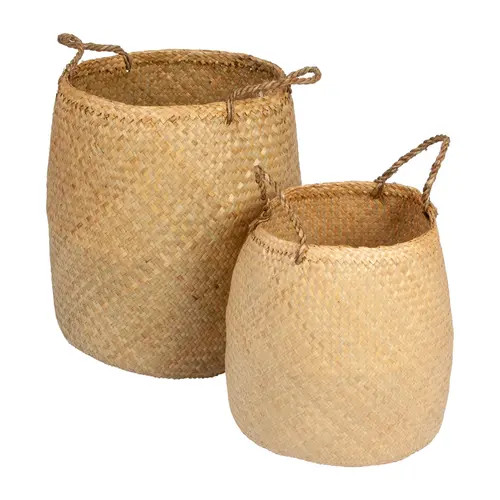 Storied Home Round Seagrass Storage Baskets with Handles, Natural, Set of 2 at Nordstrom | Nordstrom