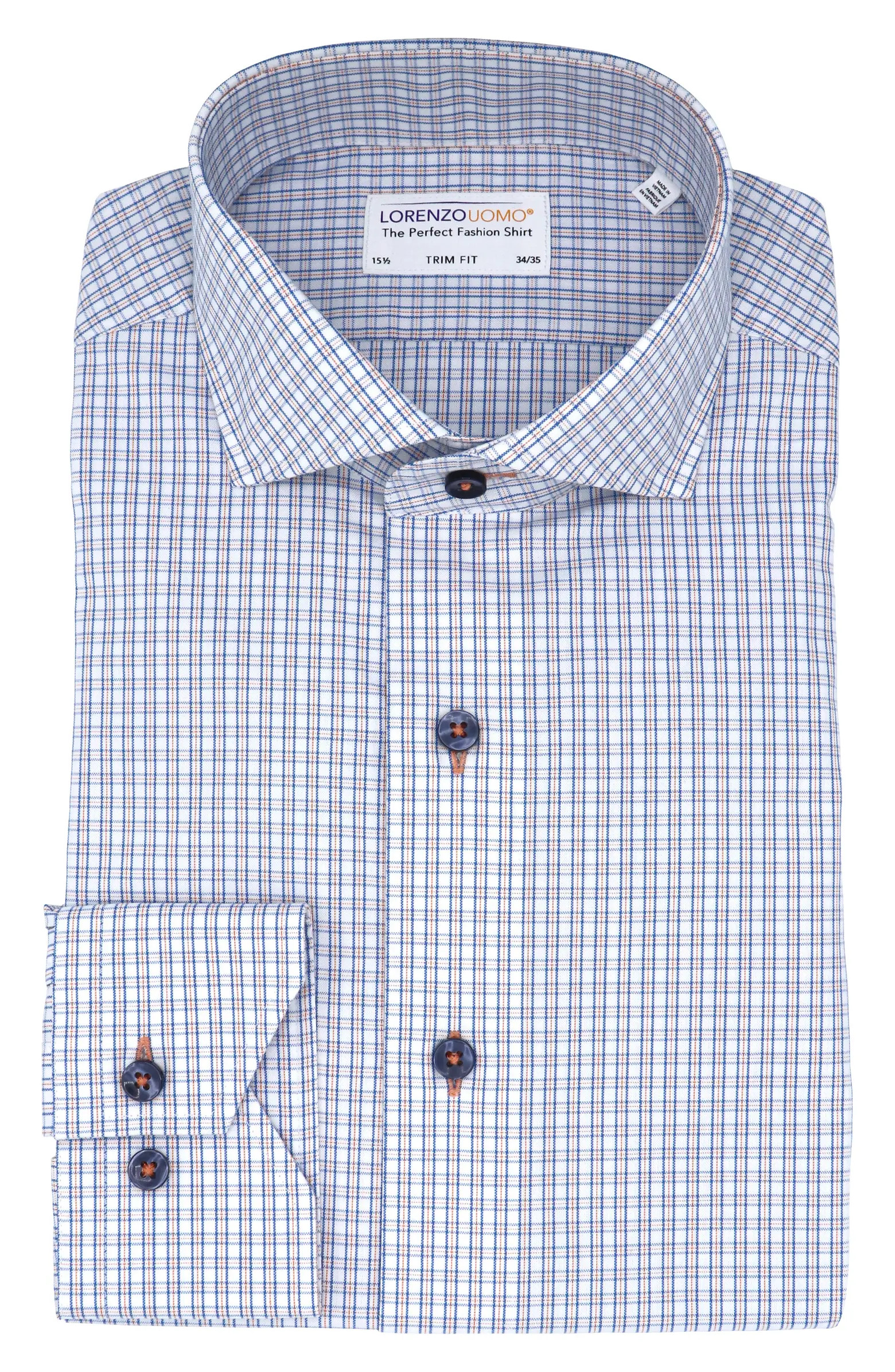 Lorenzo Uomo Trim Fit Check Oxford Cloth Dress Shirt | Nordstrom | Nordstrom