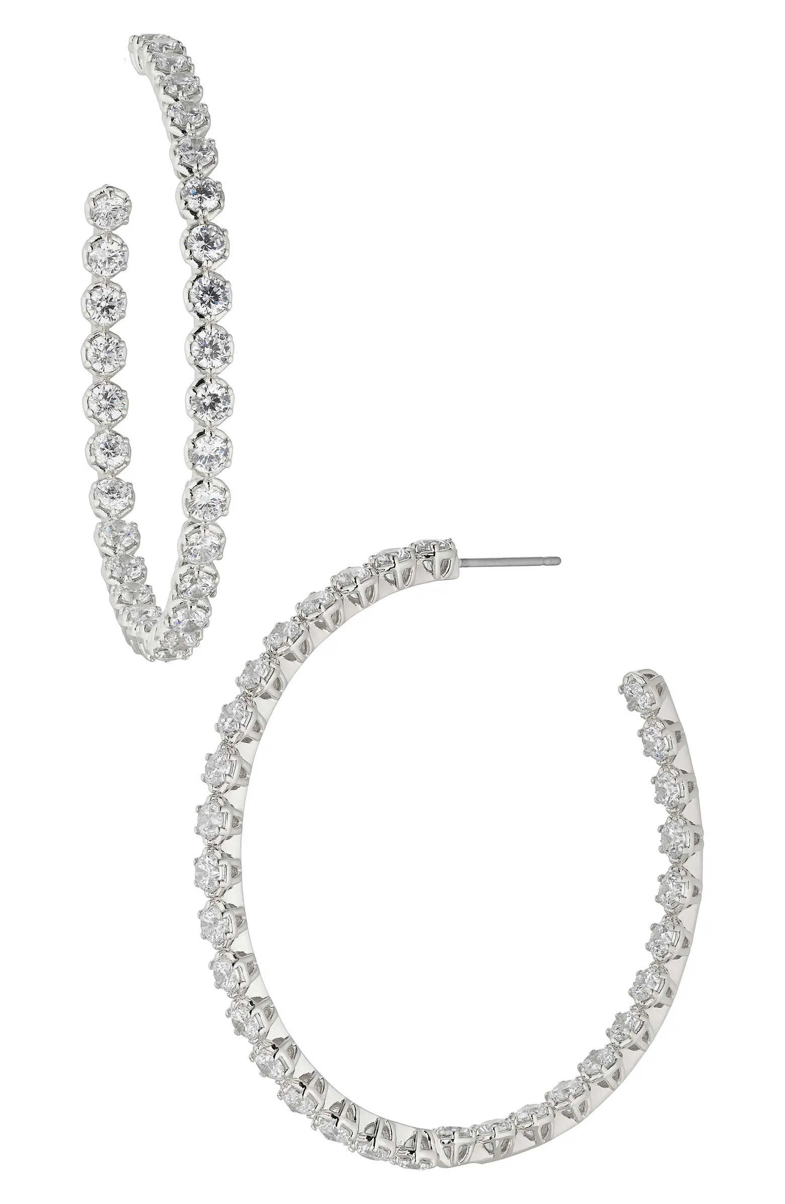 Nadri Large Cleo Cubic Zirconia Inside Out Hoop Earrings | Nordstrom | Nordstrom