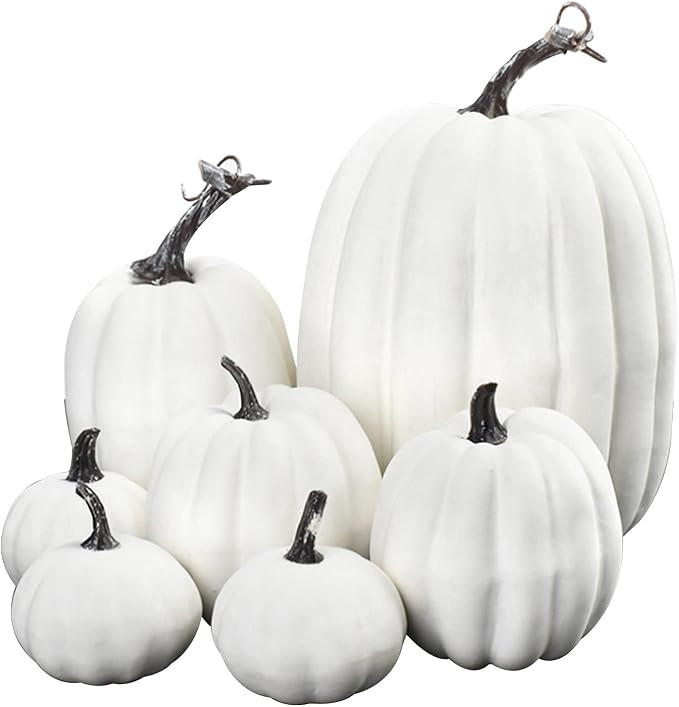 Yoisdtxc 7Pcs Halloween Artificial Pumpkins Fake Velvet Pumpkins Table Centerpiece for Farmhouse ... | Amazon (US)