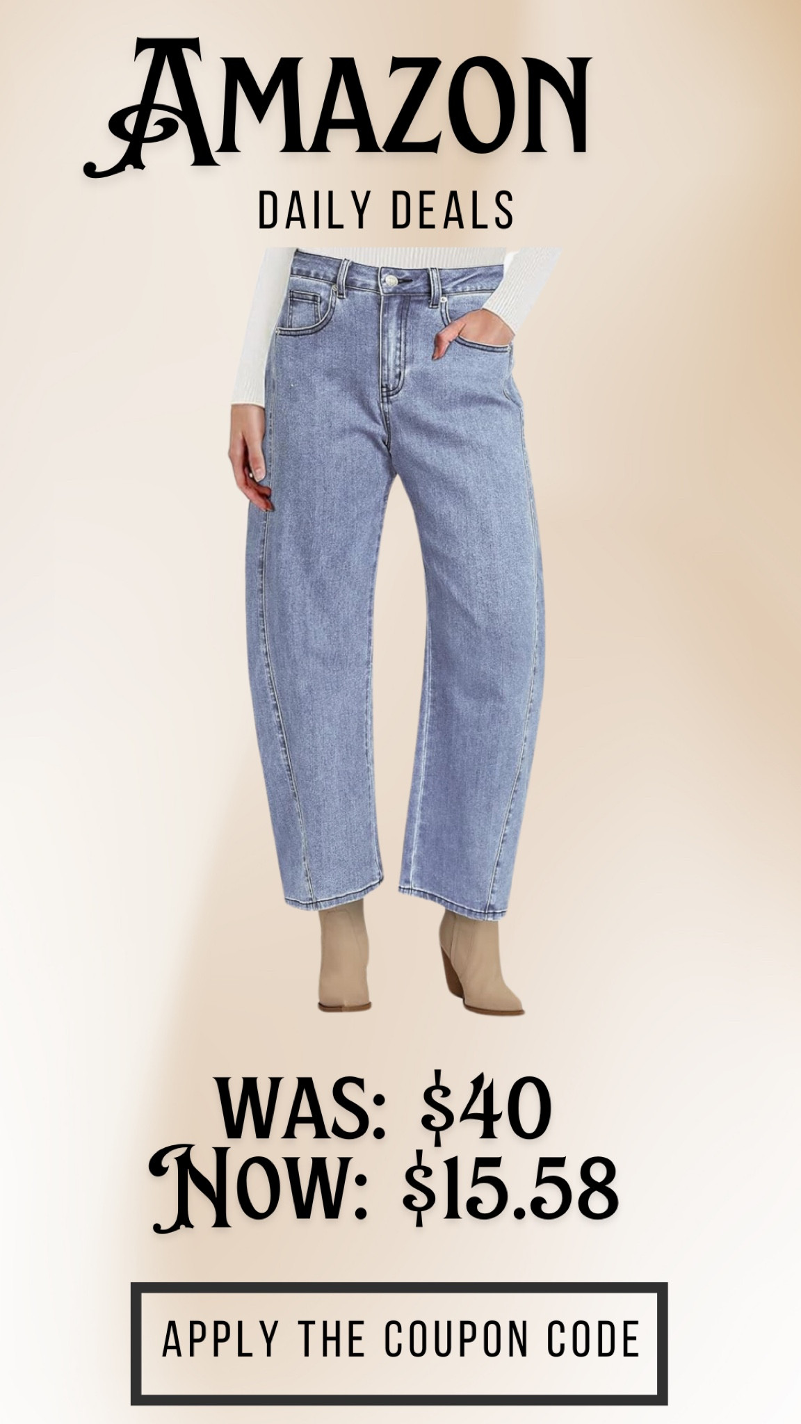 Obsessed with these barrel jeans ad ONLY $15 today!!! 

#LTKFallSale #LTKSaleAlert #LTKFindsUnder50