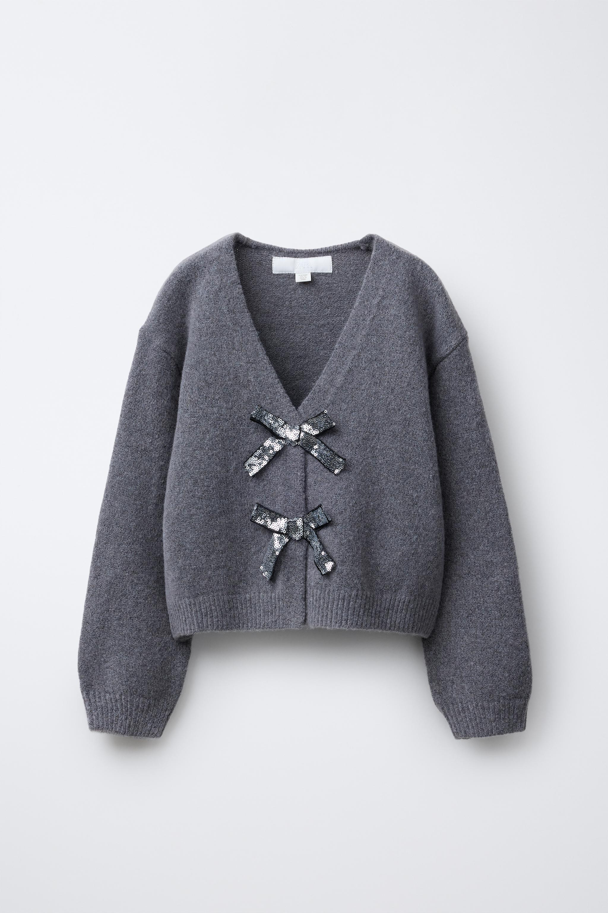 CARDIGAN WITH V-NECK AND SHINY BOWS | Zara UK