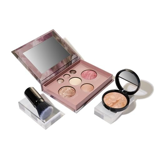 LAURA GELLER NEW YORK Baked Starter Kit: Baked Balance-n-Brighten Powder Foundation, Fair and Best of the Best Palette Blush Bronzer Highlighter Eyeshadow and Retractable Kabuki Brush | Amazon (US)