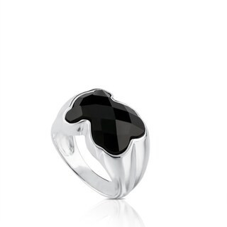 Silver Ring with faceted Onyx 1,3cm. TOUS Color | TOUS USA
