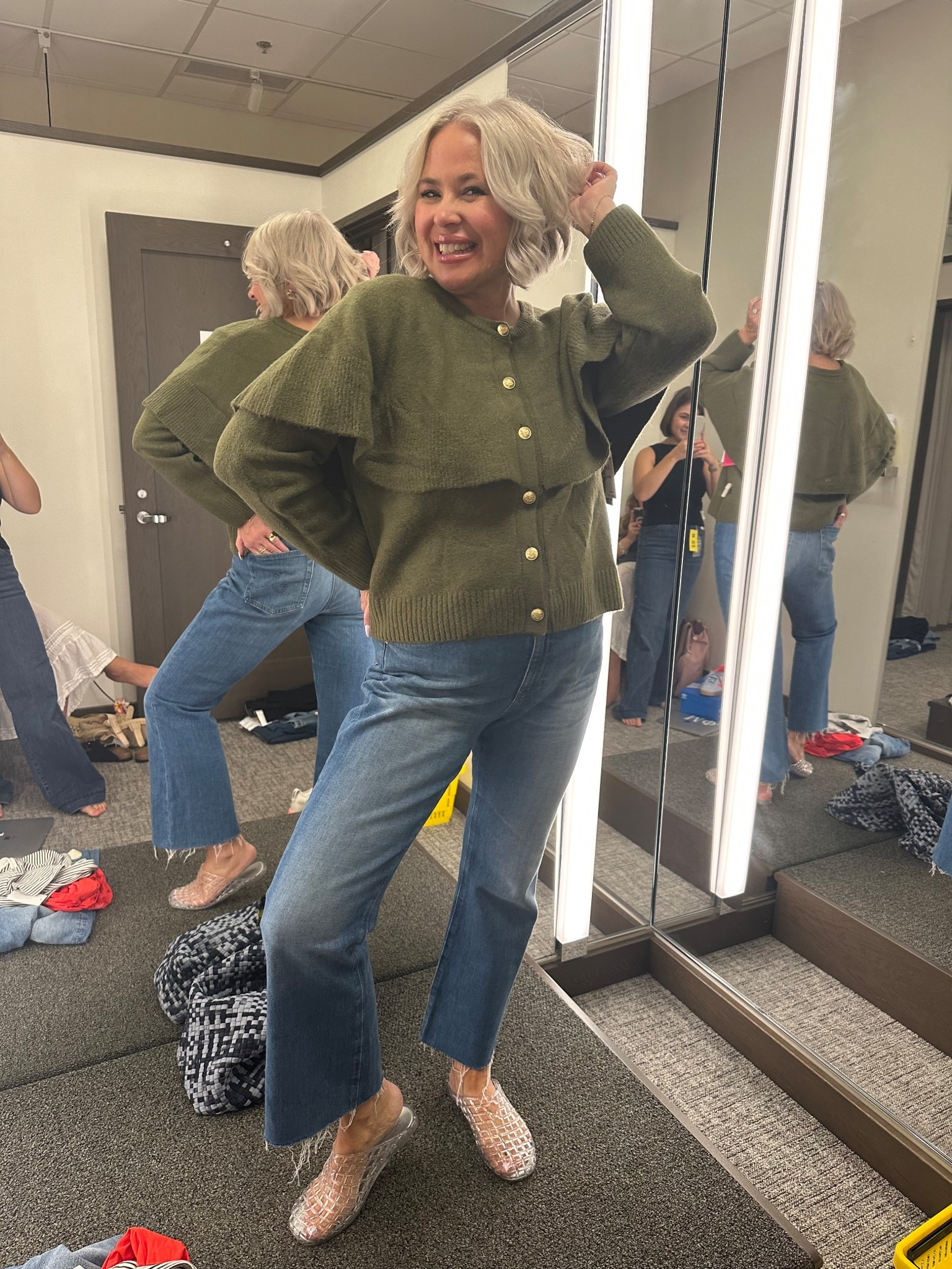 Nsale try on! 

Vince top- size large, need to size down. 
AG jeans- size 29


#LTKSaleAlert #LTKStyleTip #LTKOver40