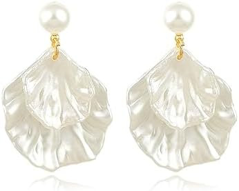 Long Pearl Earrings for Women 925 sterling silver Pearl Dangle Earrings Hypoallergenic Elegant We... | Amazon (US)