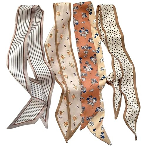 TEBIEKOY 4Pcs Fashion Scarves for Women, Multifunctional Boho Scarves Headbands Satin Scarf for B... | Amazon (US)