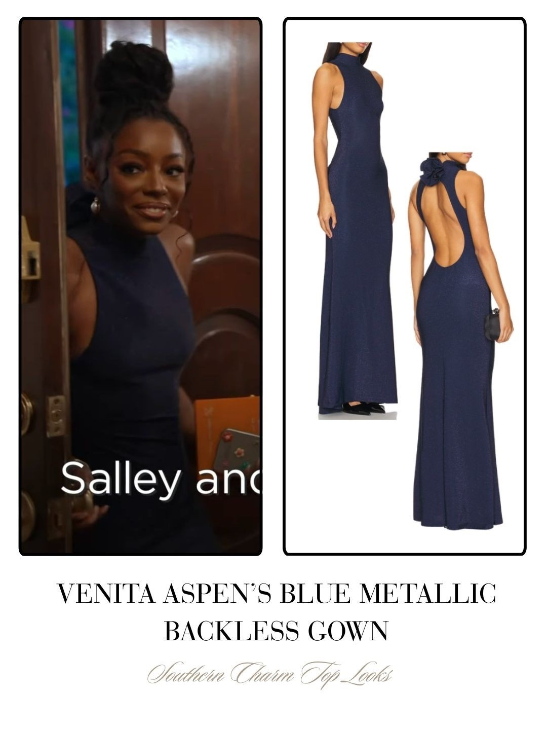 Venita Aspen’s Blue Metallic Strapless Gown on the Southern Charm Season 11 Finale