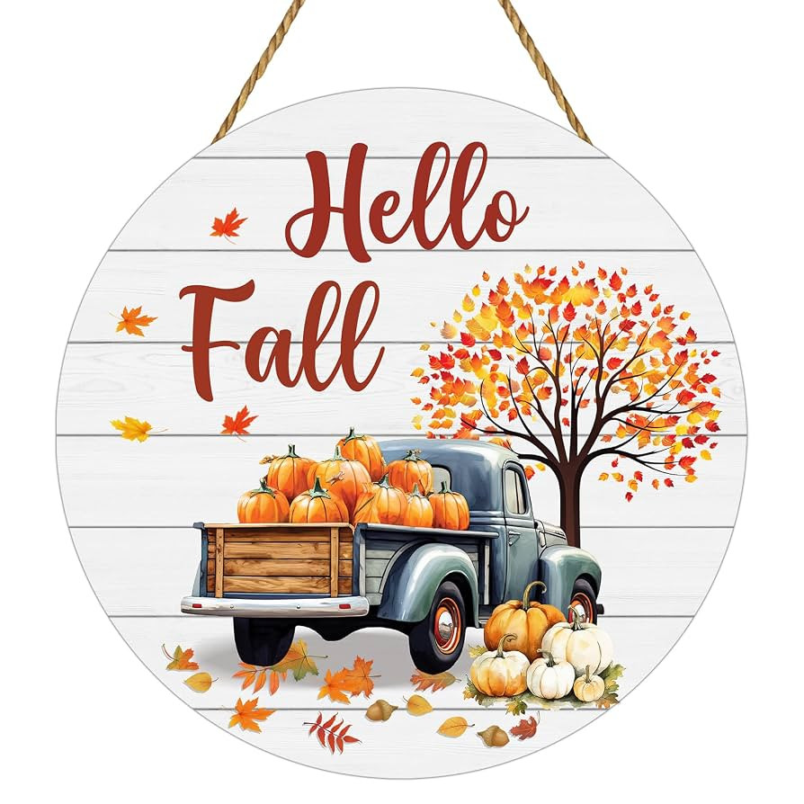 Fall Decorations for Home Fall Decor Truck Door Sign Wall Decor Maple Leaf Pumpkin Hanging Sign W... | Amazon (US)