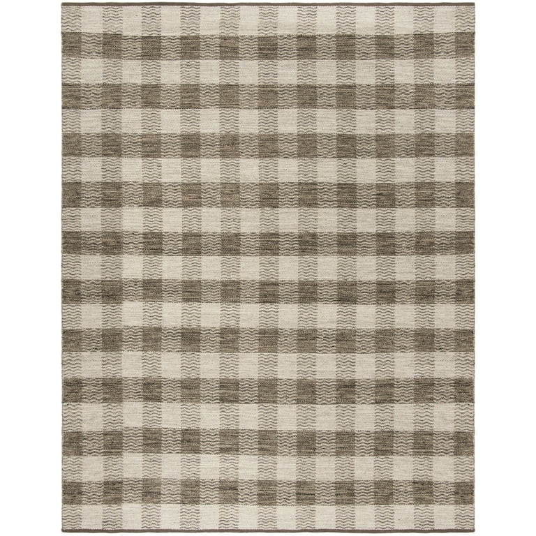 SAFAVIEH Kilim Jasmine Checkered Wool Area Rug, Light Grey/Brown, 8' x 10' | Walmart (US)