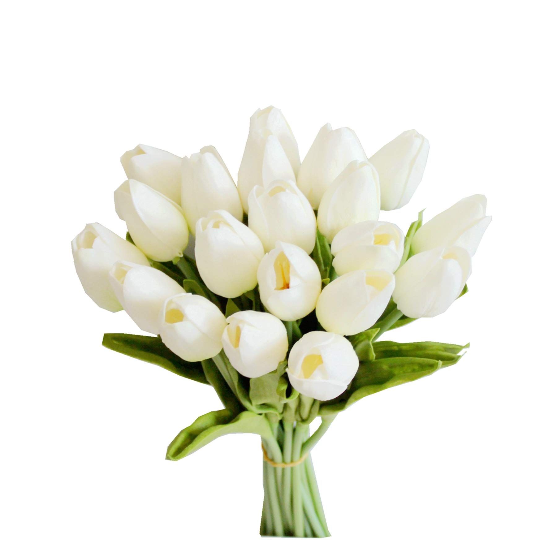 Mandy's 20pcs White Flowers Artificial Tulip Silk Fake Flowers 13.5" for Mother's Day Easter Vale... | Amazon (US)