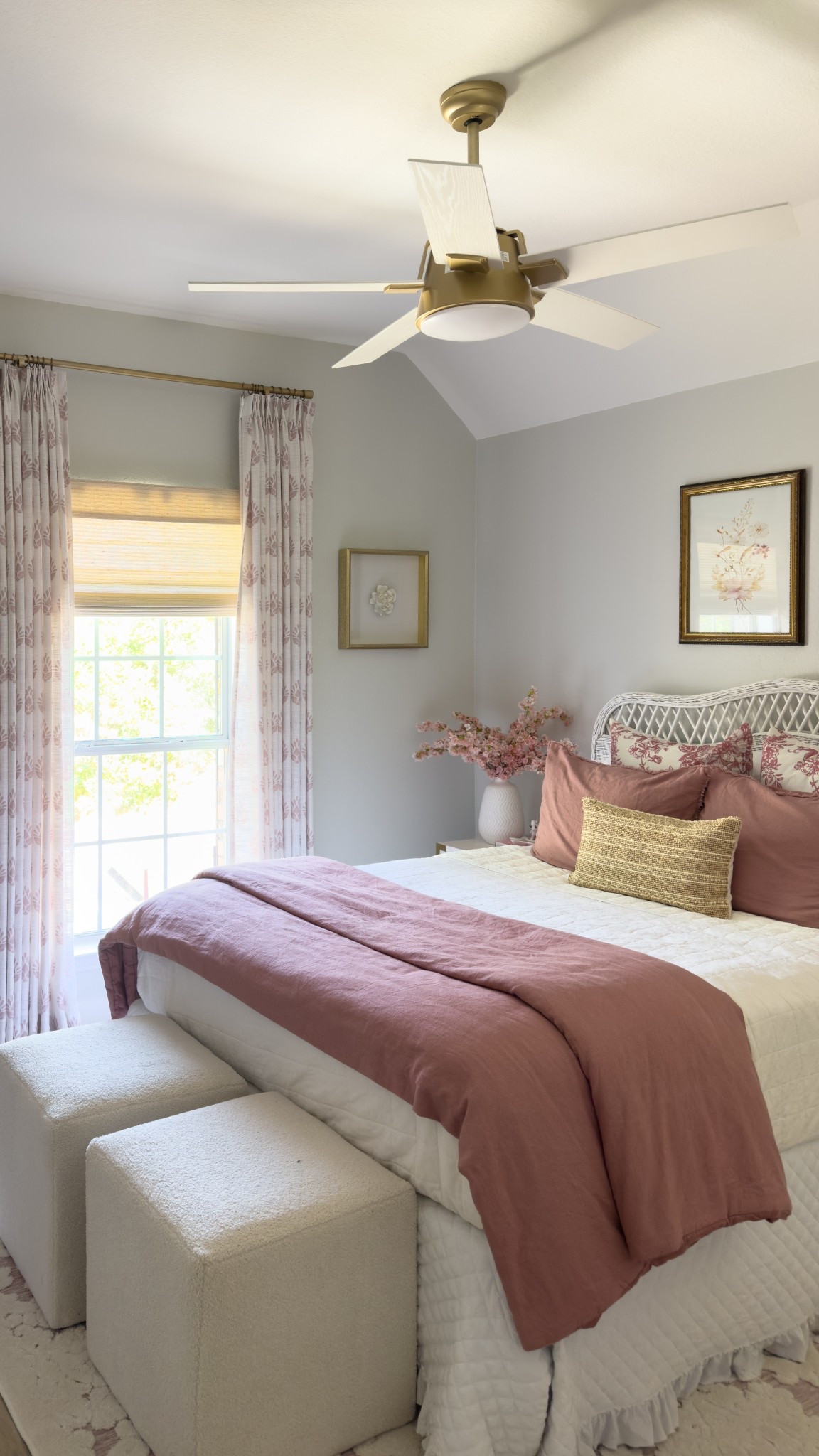 Window refresh with a wow factor! These Two Pages blush block print curtains paired with woven Roman shades instantly elevated the room. They add softness, texture, and privacy—all while keeping the light perfectly filtered.

Details:
– Custom-fit woven blinds
– Blackout pinch pleat curtains in dusty rose
– Brass curtain rod + rings
– Two Pages code: SGold for a discount

#LTKHome #TwoPagesHome #WindowTreatmentGoals #WovenBlinds #CustomCurtains #CozyBedroomStyle #NeutralHome #ClassicCoastalStyle

#LTKStyleTip #LTKHome #LTKSeasonal