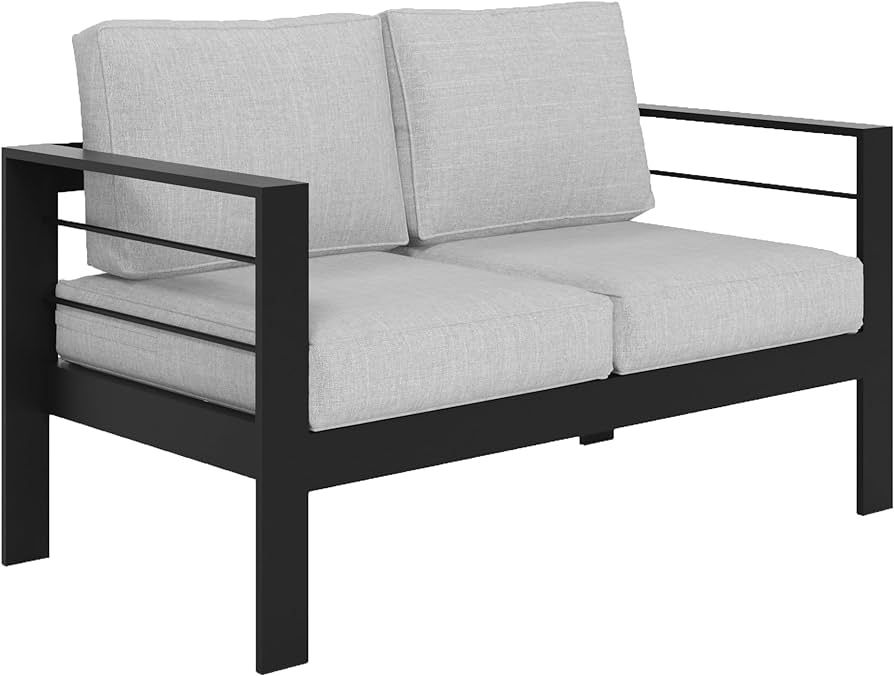 Solaste Aluminum Patio Loveseat, Metal Patio Sofa with Water-Resistant Cushion, Weather-Resistant... | Amazon (US)