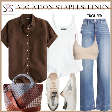 From work to the weekend, this linen short sleeved button down top with wide leg trouser jeans fits the bill. So versatile, and so on trend as your spring outfit!

#LTKstyletip #LTKtravel #LTKSeasonal