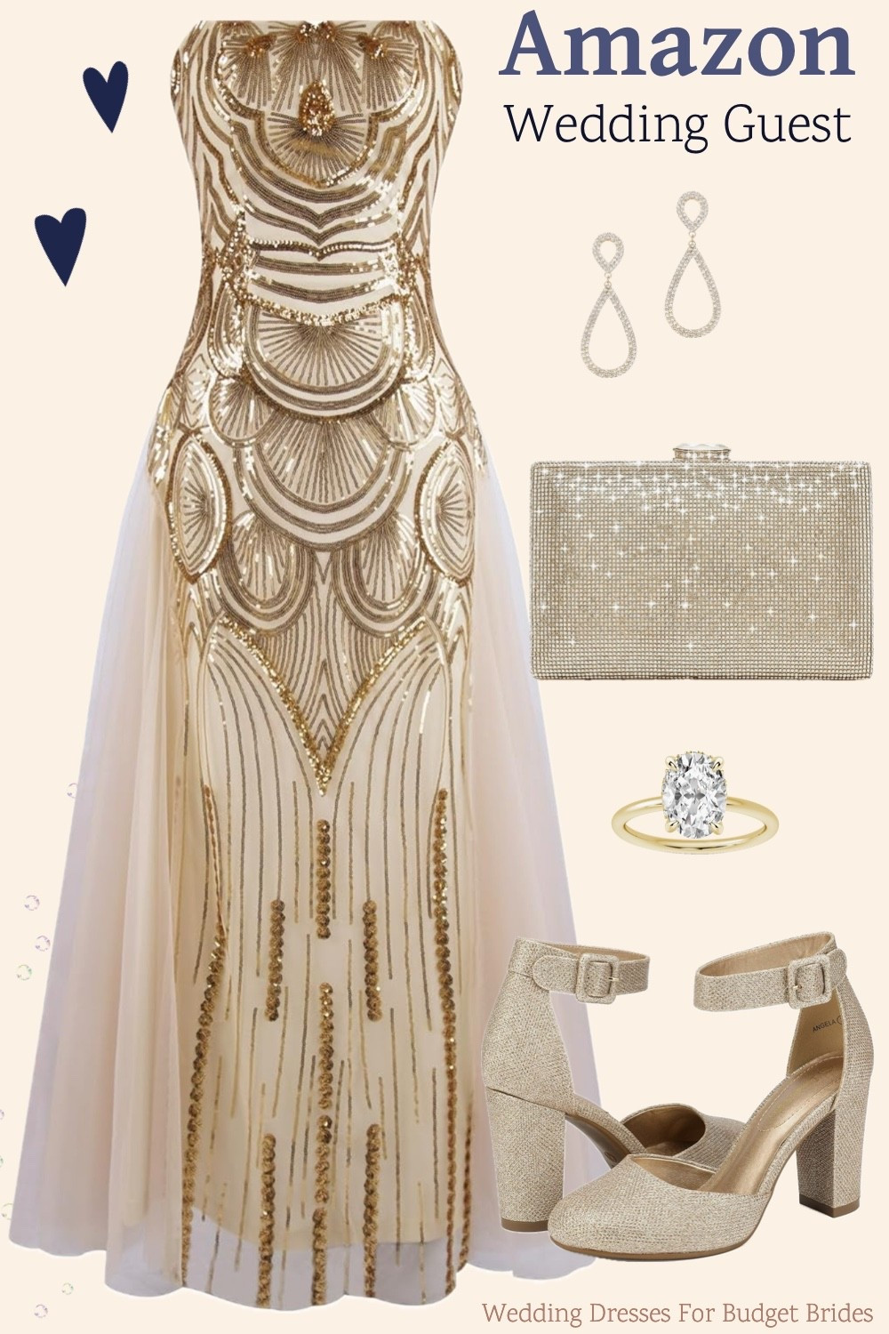 Champagne gold long evening gown and accessories on Amazon.

Special occasion dress, prom dress, wedding guest dress, formal dress, full length evening dress.

#LTKWedding #LTKSeasonal