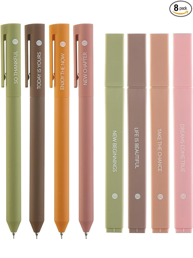 DIVERSEBEE Aesthetic Highlighters and Gel Pens, Earthy Bible Highlighters No Bleed, 8 Pack Assort... | Amazon (US)