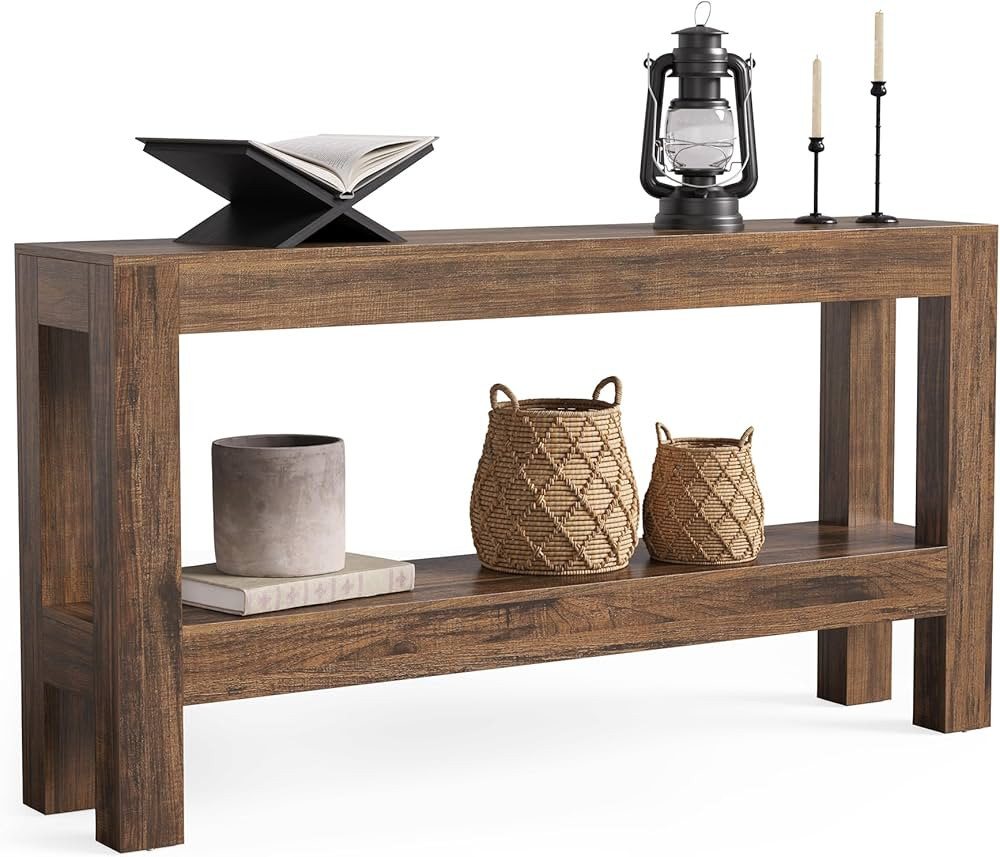 LITTLE TREE 63-Inch Narrow Long Console Table for Living Room, Farmhouse Wood Entryway Table for ... | Amazon (US)