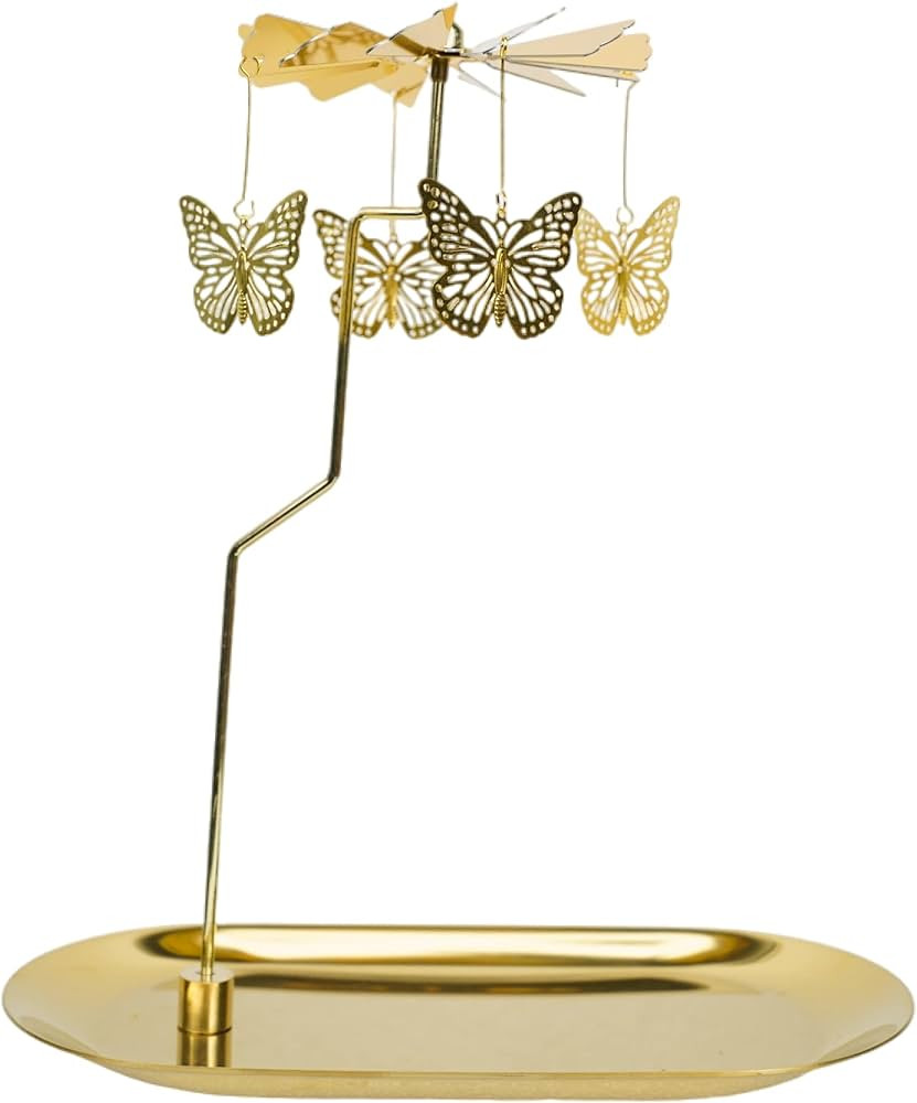Rotary Candle Holder Butterfly Gold Metal Spinning Tea Lights Candle Holder, Romantic Scandinavia... | Amazon (US)