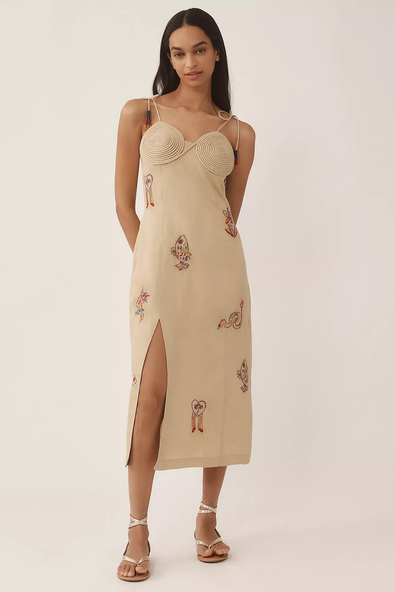 Farm Rio x Anthropologie Embroidered Linen Blend Dress | Anthropologie (US)