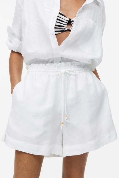Linen-blend Paper-bag Shorts | H&M (US + CA)