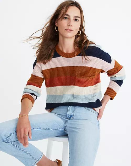 Thompson Pocket Pullover Sweater in Rainbow Stripe | Madewell