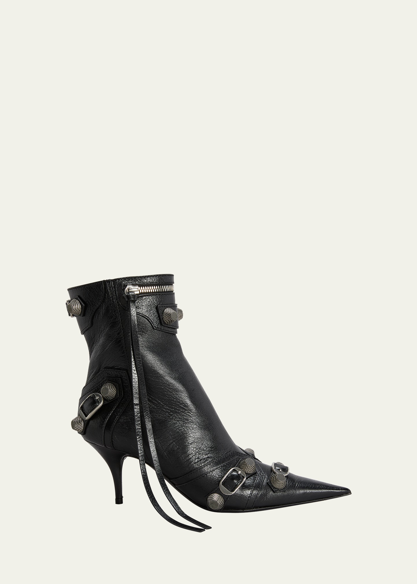 Balenciaga Cagole Lambskin Buckle Zip Ankle Booties | Bergdorf Goodman