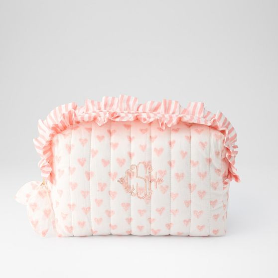 Block Print Ruffle Cosmetic Pouch | Mark and Graham