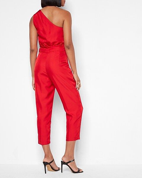 Draped One Shoulder Belted Jumpsuit | Express