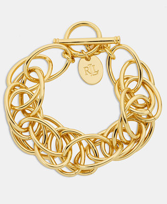 Lauren Ralph Lauren Gold-Tone Multi Link Toggle Bracelet - Macy's | Macy's