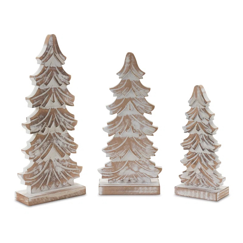 Wood Carved Pine Tree (Set of 3) | Wayfair North America