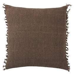Jaipur Living Majere Coastal Brown Linen Tassel Throw Pillow - 20x20 | Kathy Kuo Home