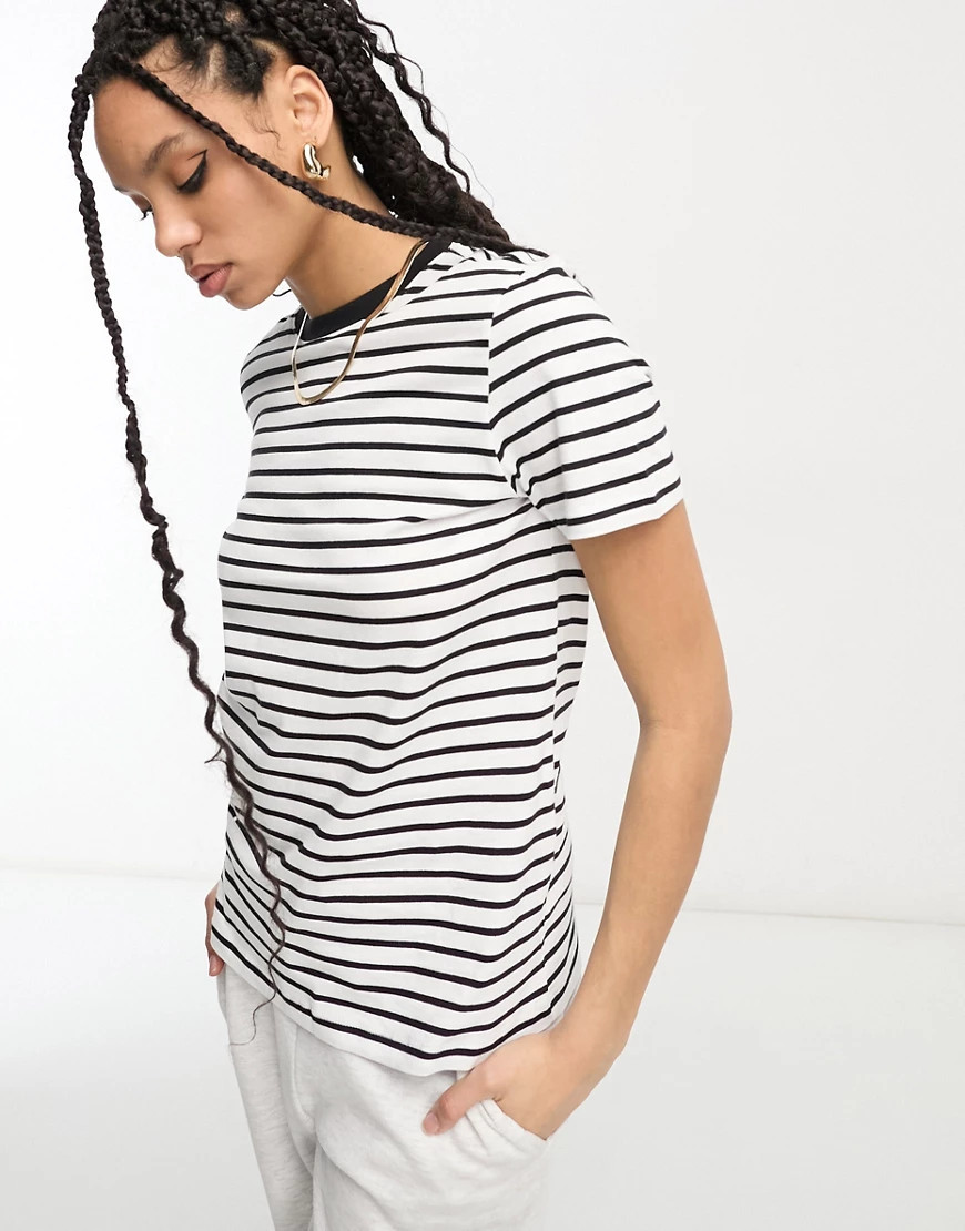 Selected Femme t-shirt in black and white stripe | ASOS (Global)